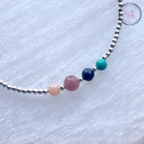 Silver Bead Birthstone Bracelet